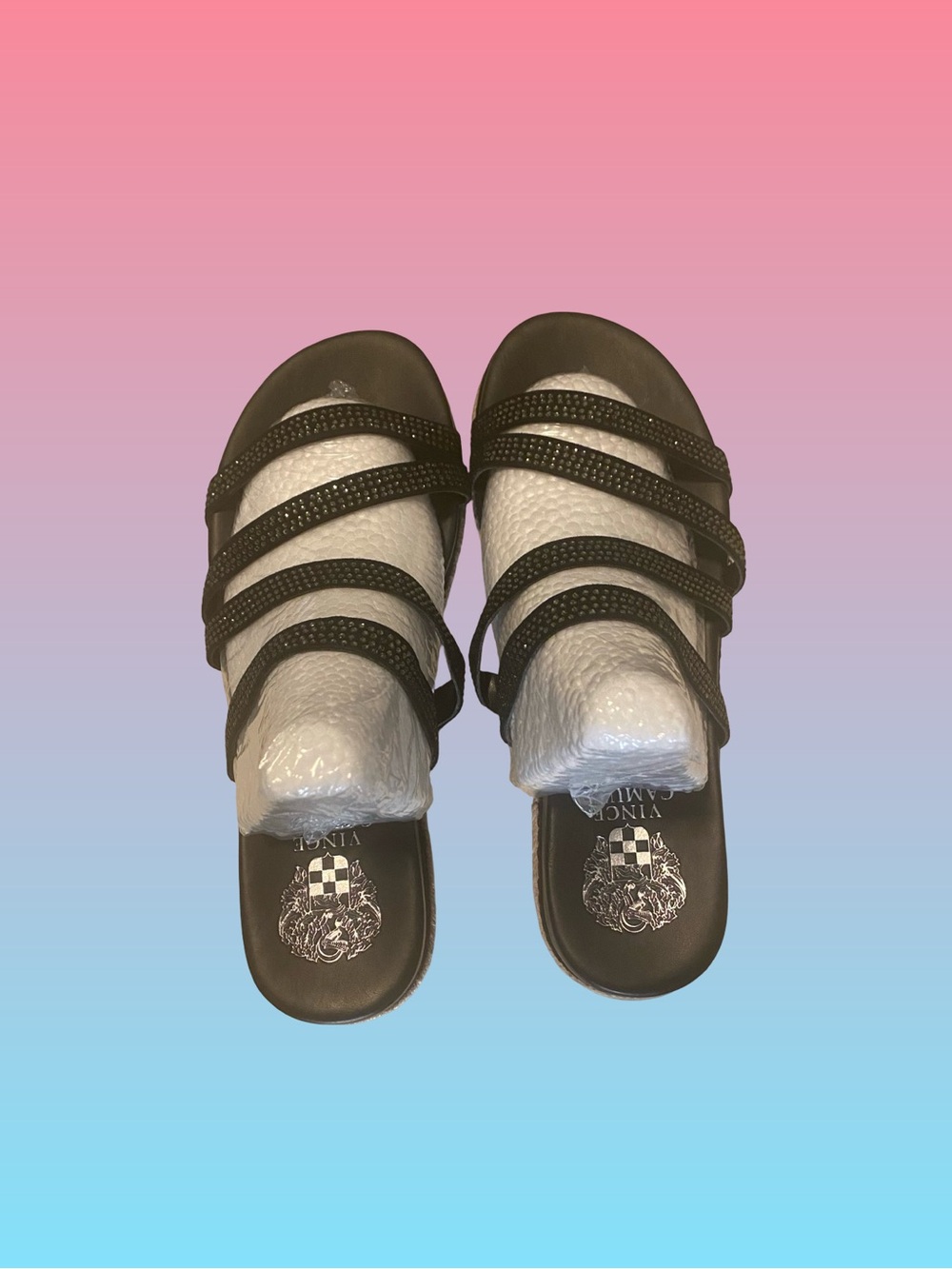Vince Camuto Black Slide Sandals with White Sole